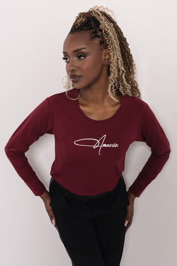 Hosszú ujjú T-póló bordó