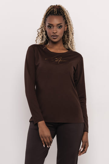 Hosszú ujjú T-póló csokoládé