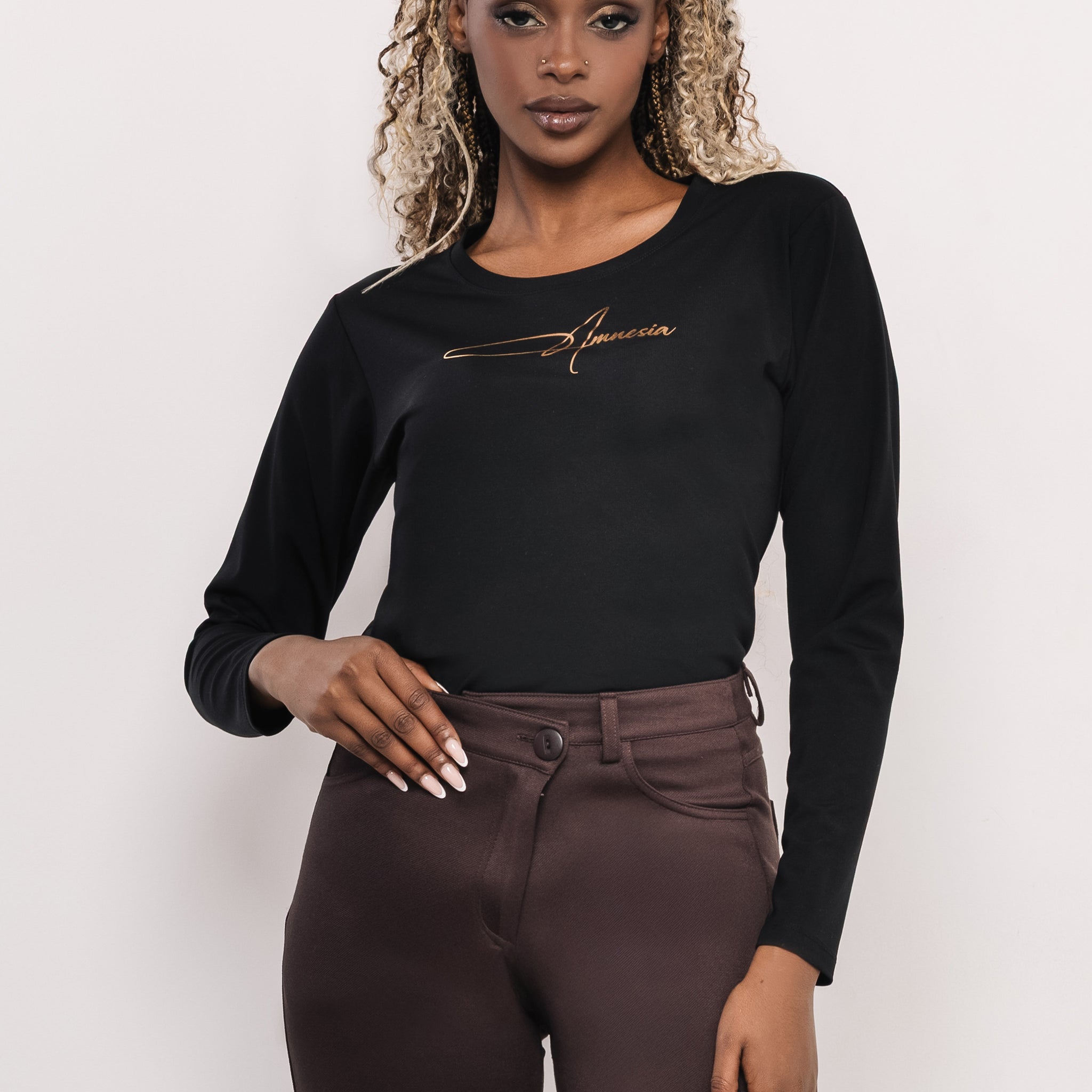 Hosszú ujjú T-póló fekete