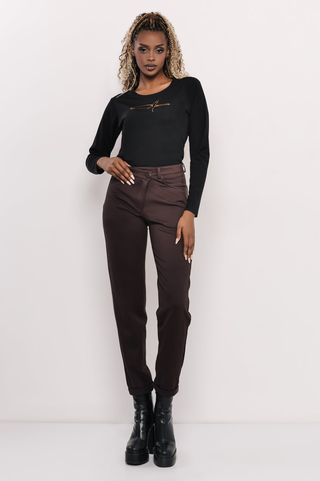 Hosszú ujjú T-póló fekete