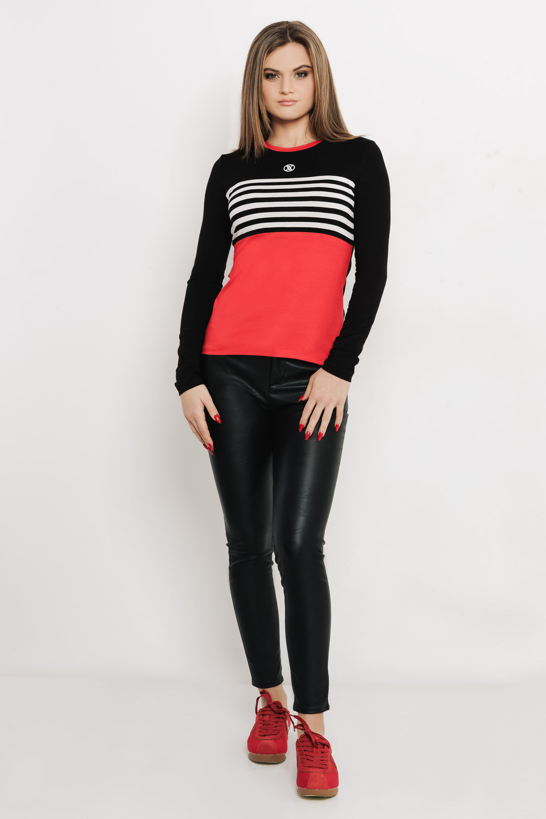 Krien felső fekete/csíkos/piros