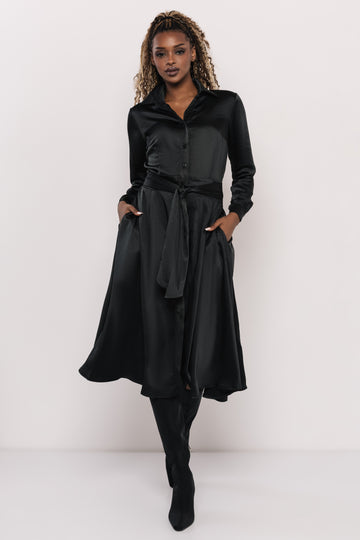 Evers ruha szatén fekete