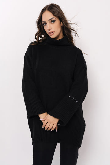 Kötött garbós tunika - fekete