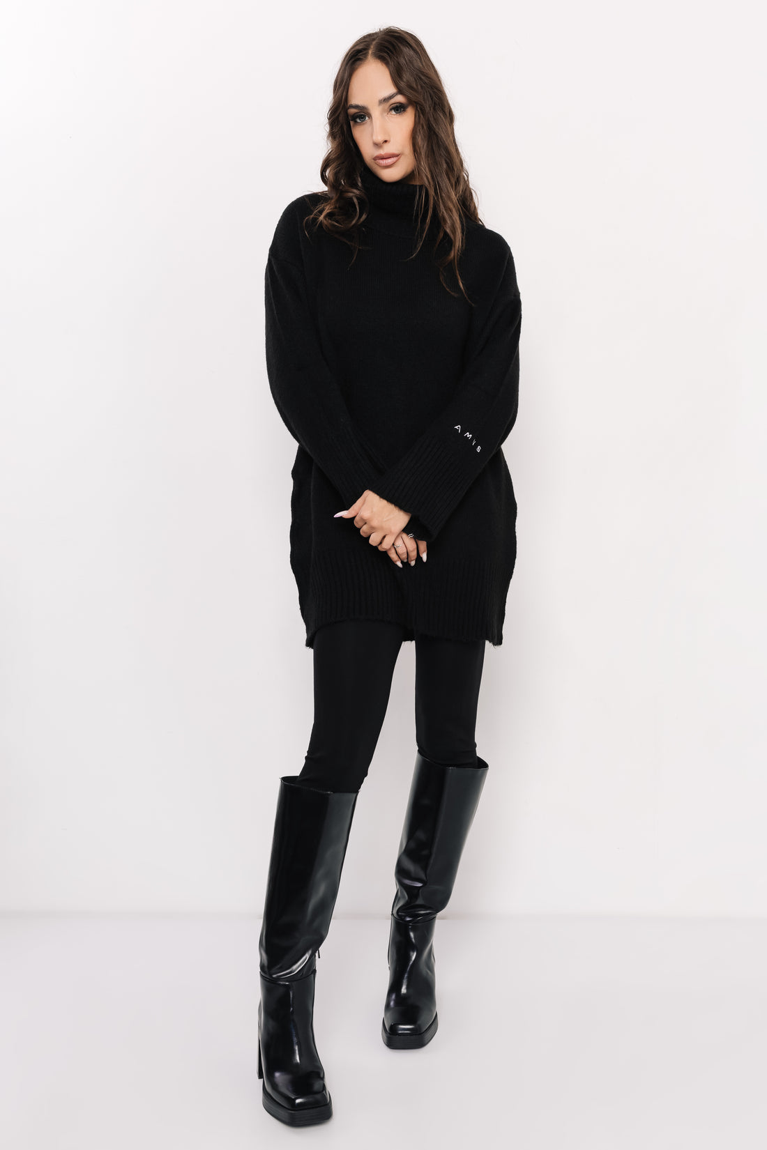 Kötött garbós tunika fekete