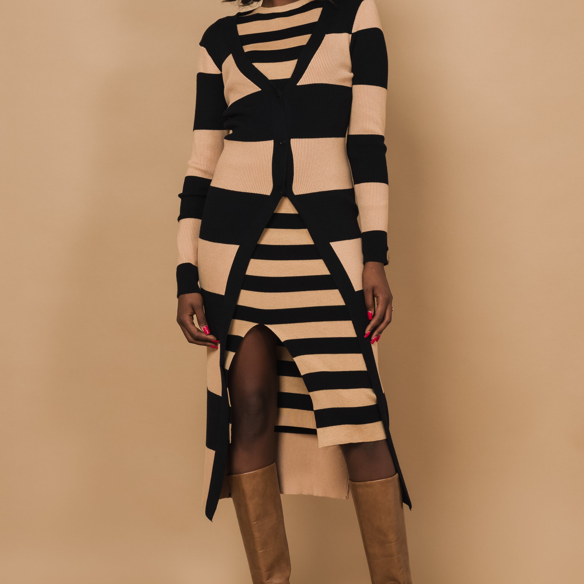 Aliza kardigán barna/fekete