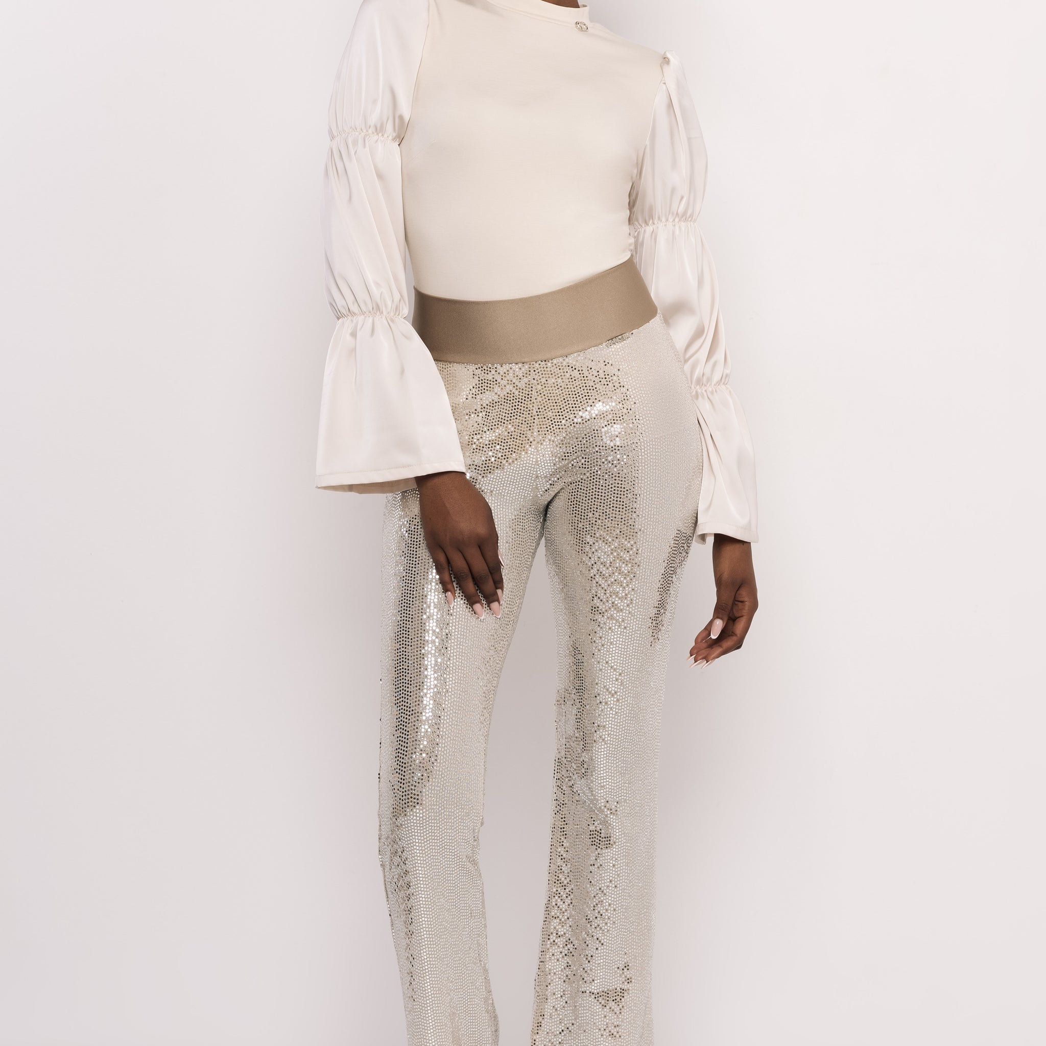 Java flitteres nadrág ezüst/toffee