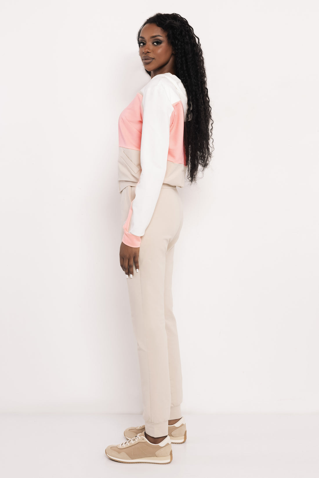 Lenszi jogging felső ekrü/lazac/homok