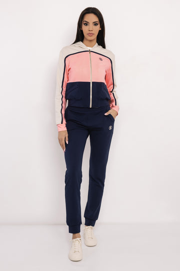 Lenszi jogging felső sötétkék/homok/lazac