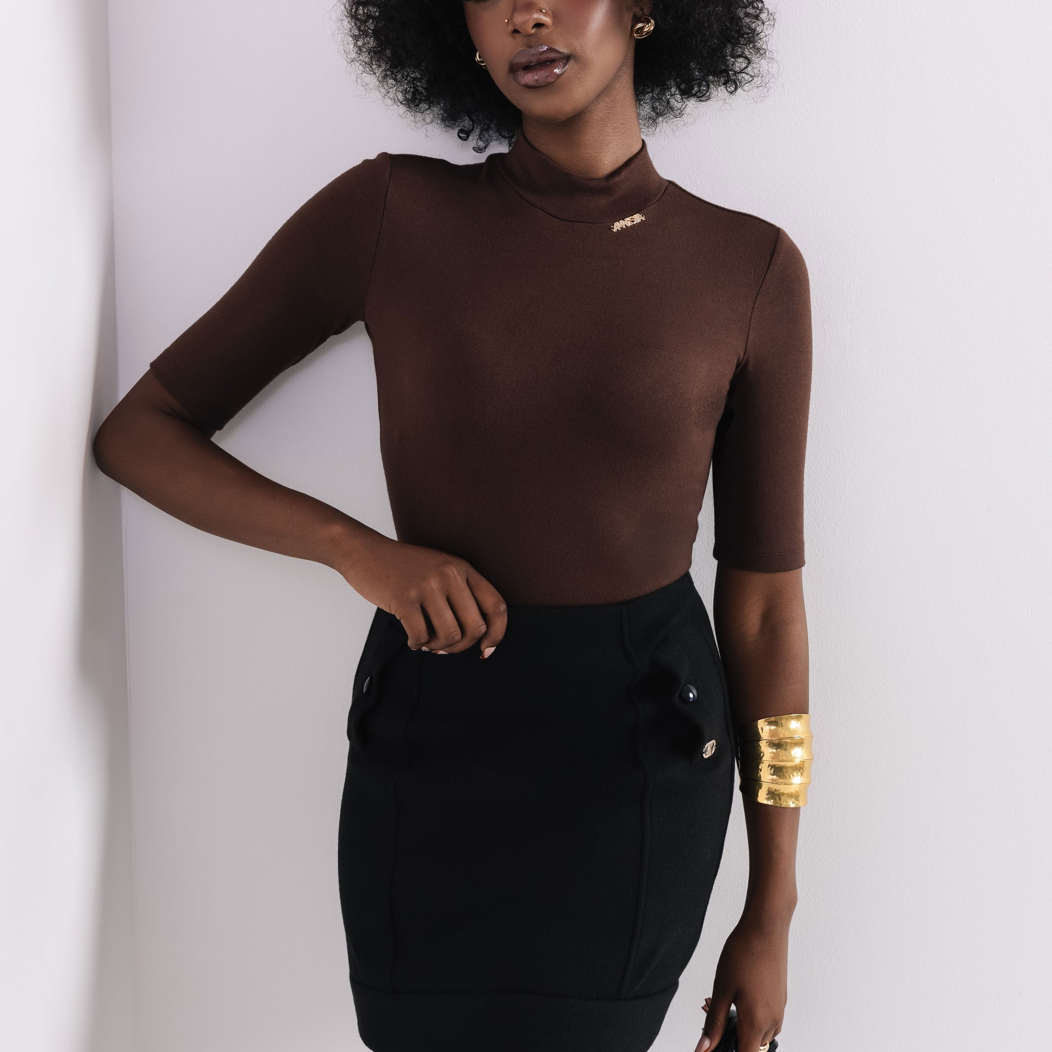 Polona kötött felső barna