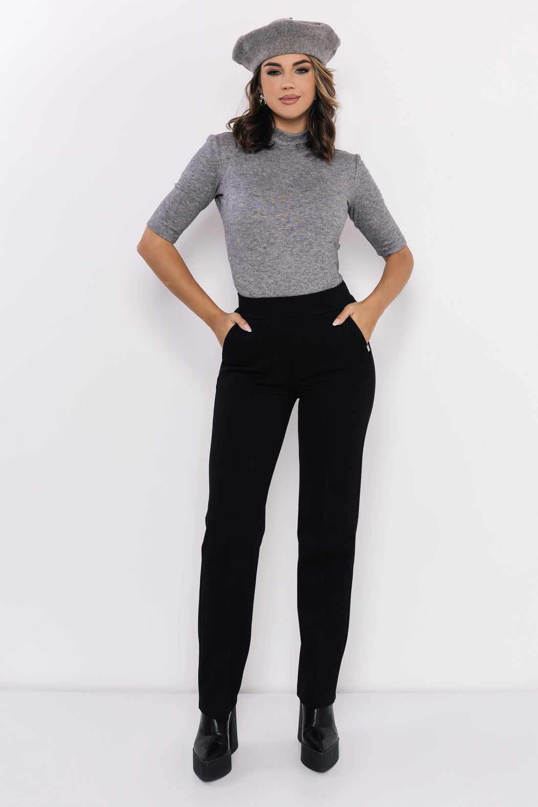 Polona kötött felső melange szürke