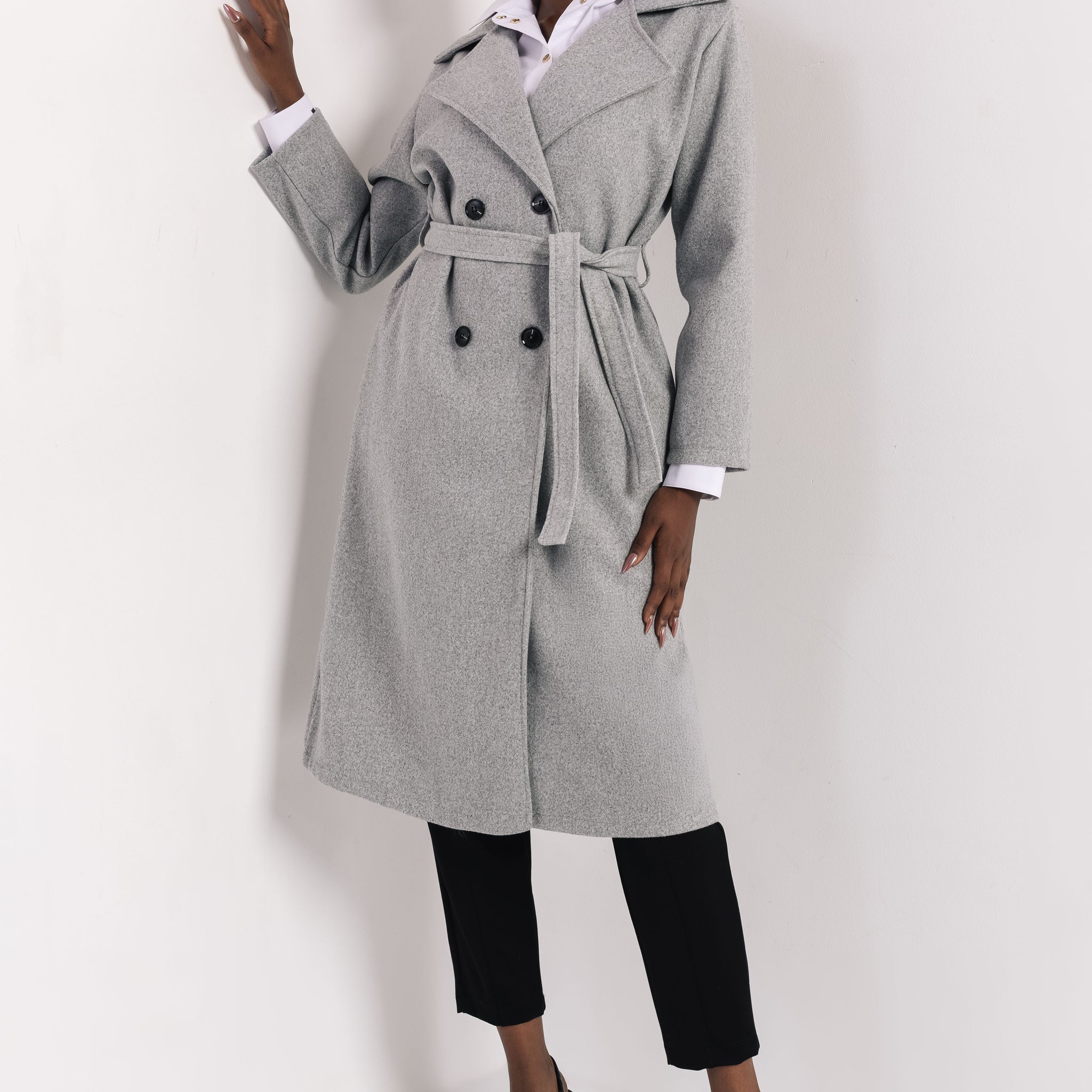 Poma szövetkabát melange szürke