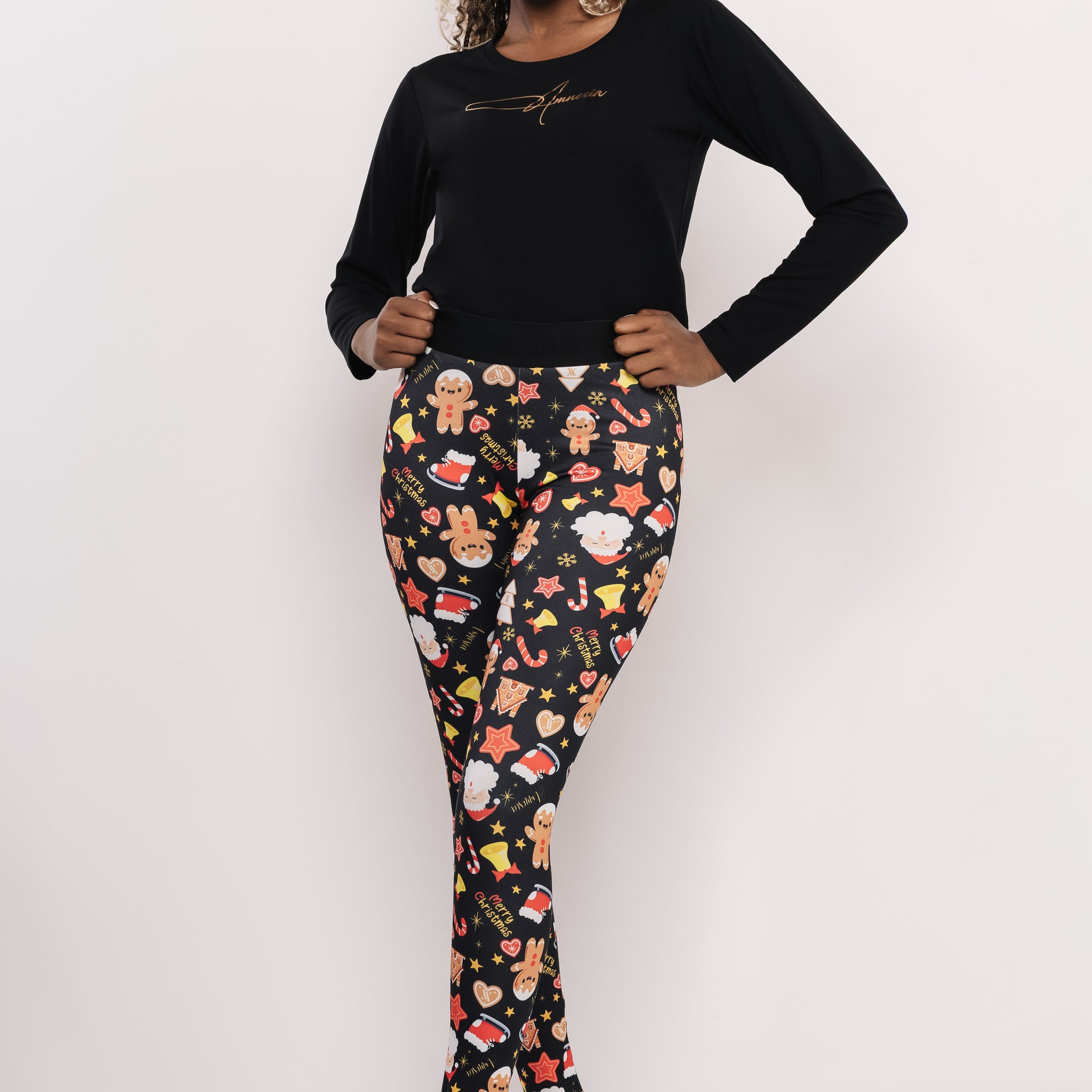 Trux mintás leggings fekete/Mikulás