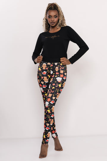 Trux mintás leggings fekete/Mikulás