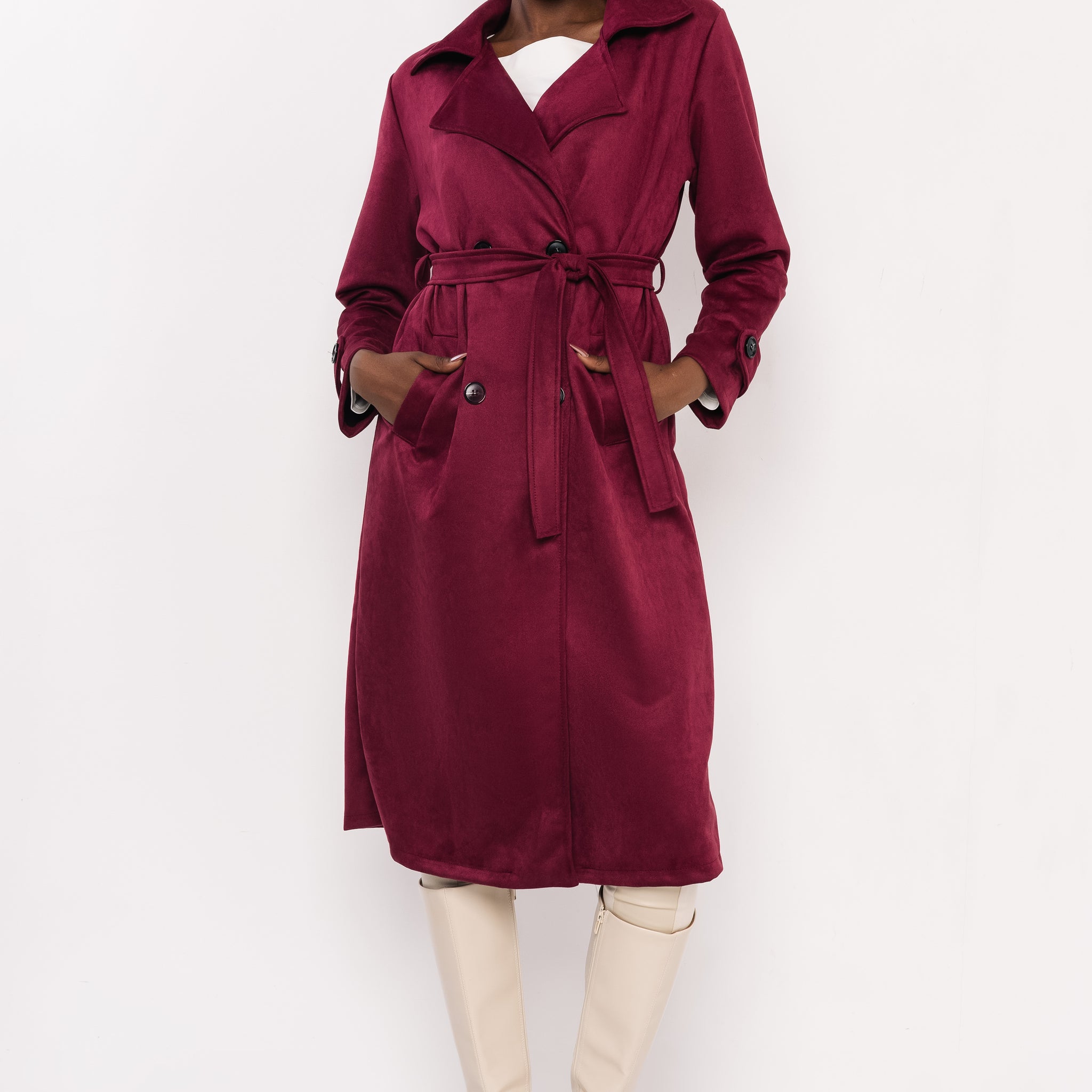 Drina művelúr kabát burgundi