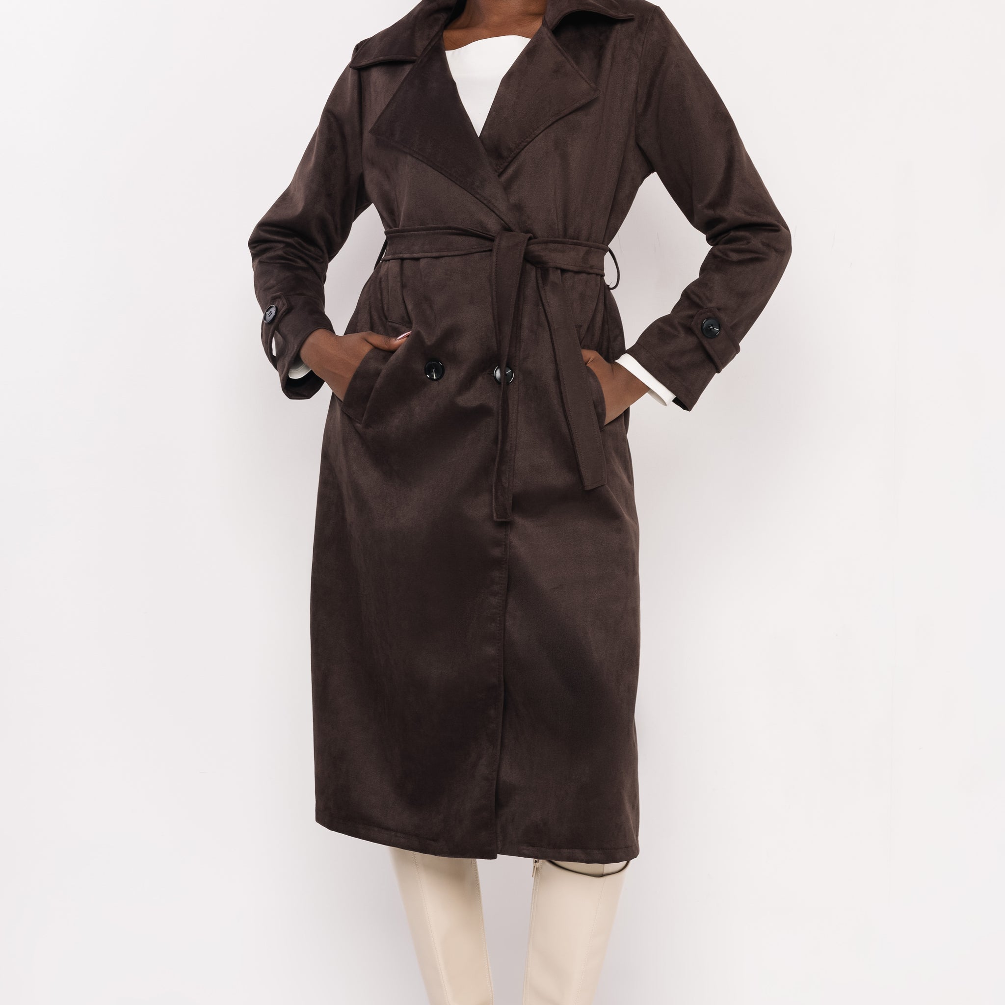 Drina művelúr kabát sötétbarna