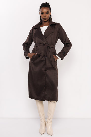 Drina művelúr kabát sötétbarna