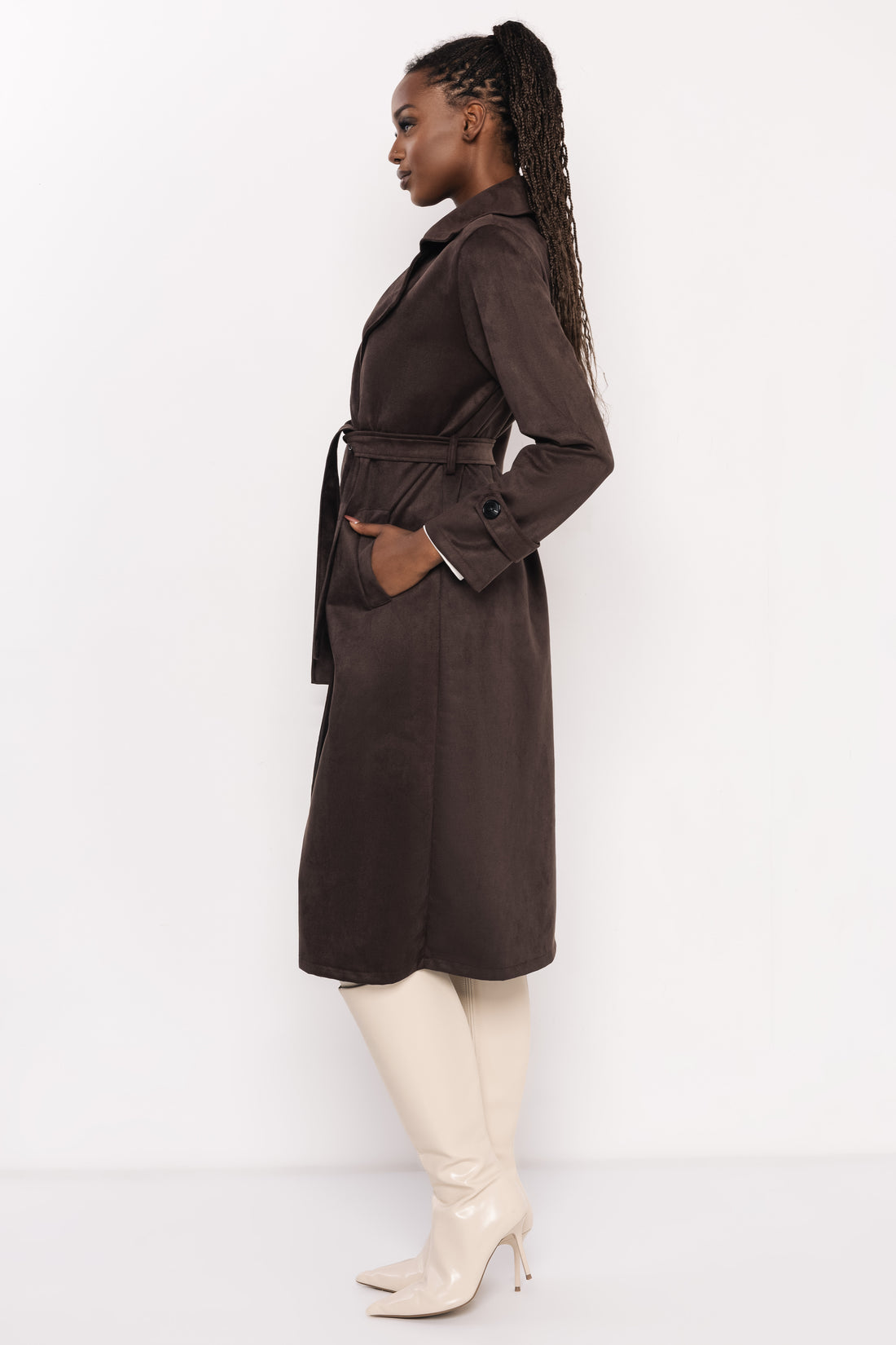 Drina művelúr kabát sötétbarna