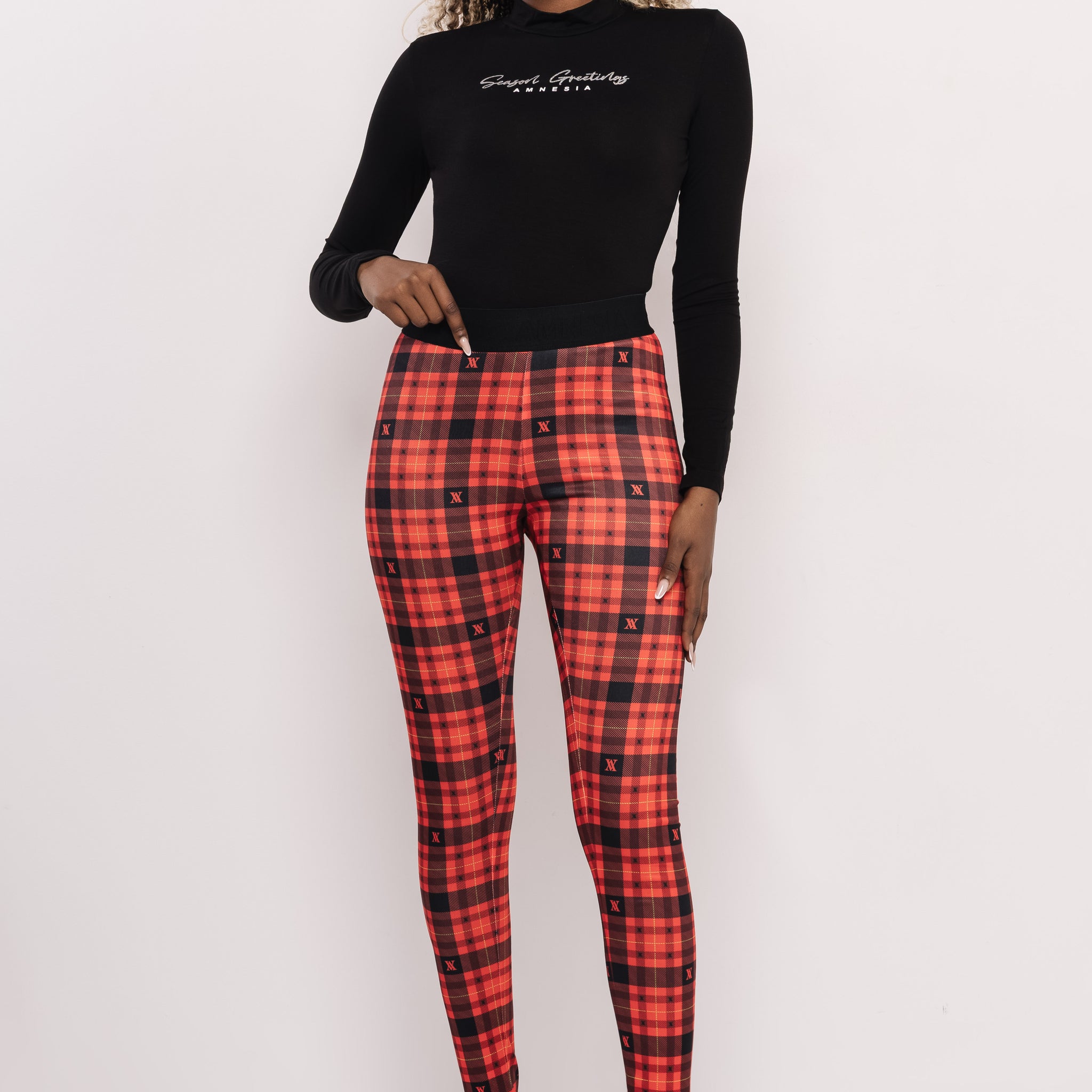 Trux mintás leggings piros kockás