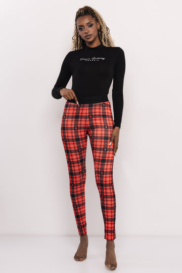 Trux mintás leggings piros kockás