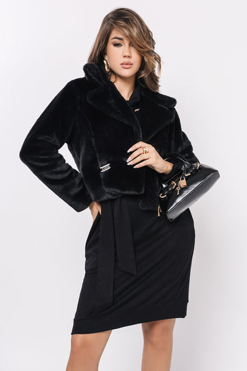 Furila szőrme kiskabát fekete