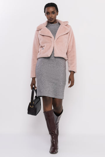 Furila szőrme kiskabát púder