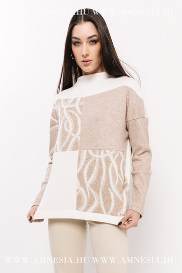 Meva felső bézs/ekrü mintás