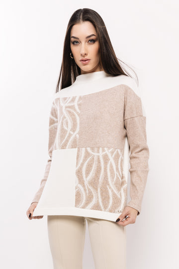 Meva felső bézs/ekrü mintás