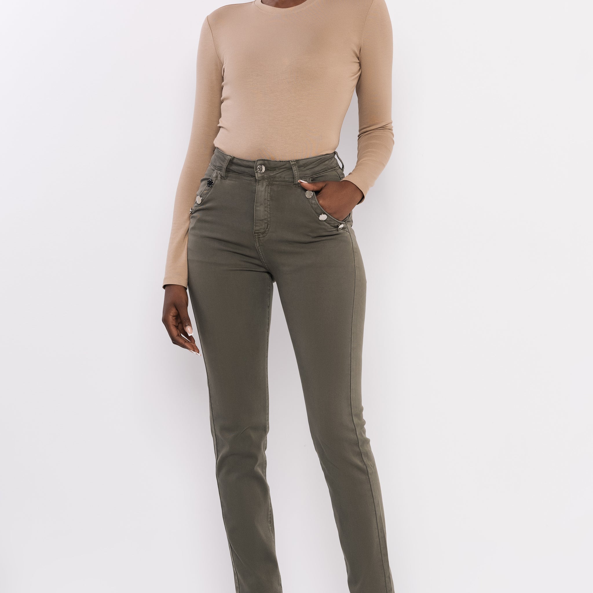 Zenna díszgombos nadrág khaki