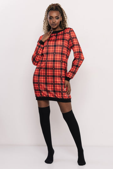 Florans tunika piros kockás