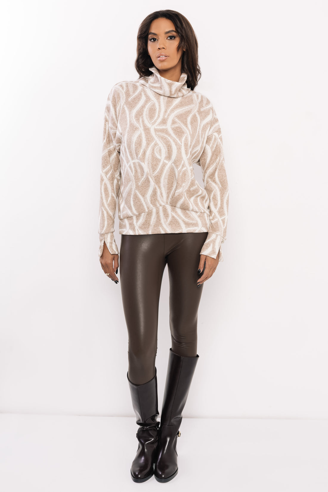 Blem felső bézs/ekrü mintás