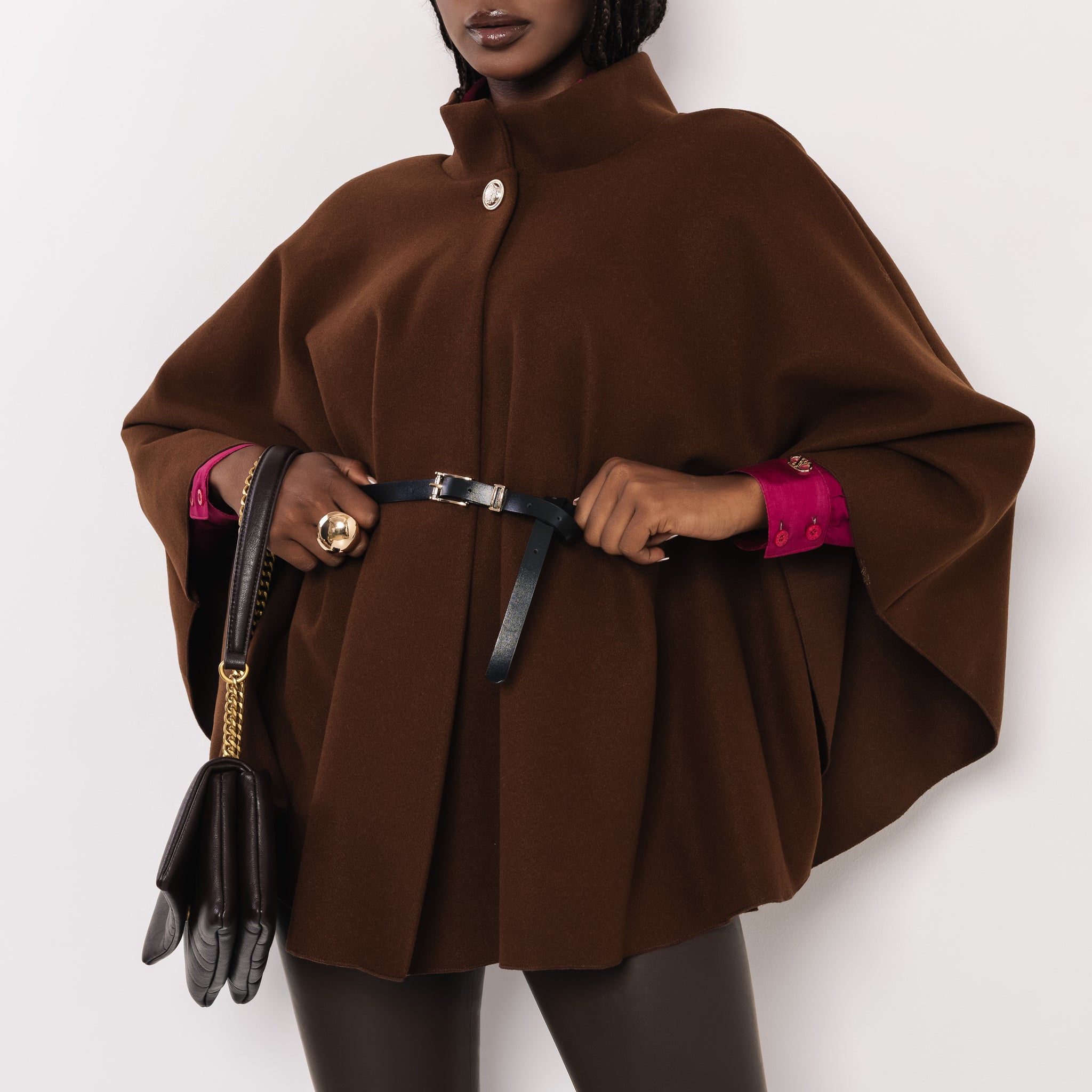 Riana öves szövet pelerin barna