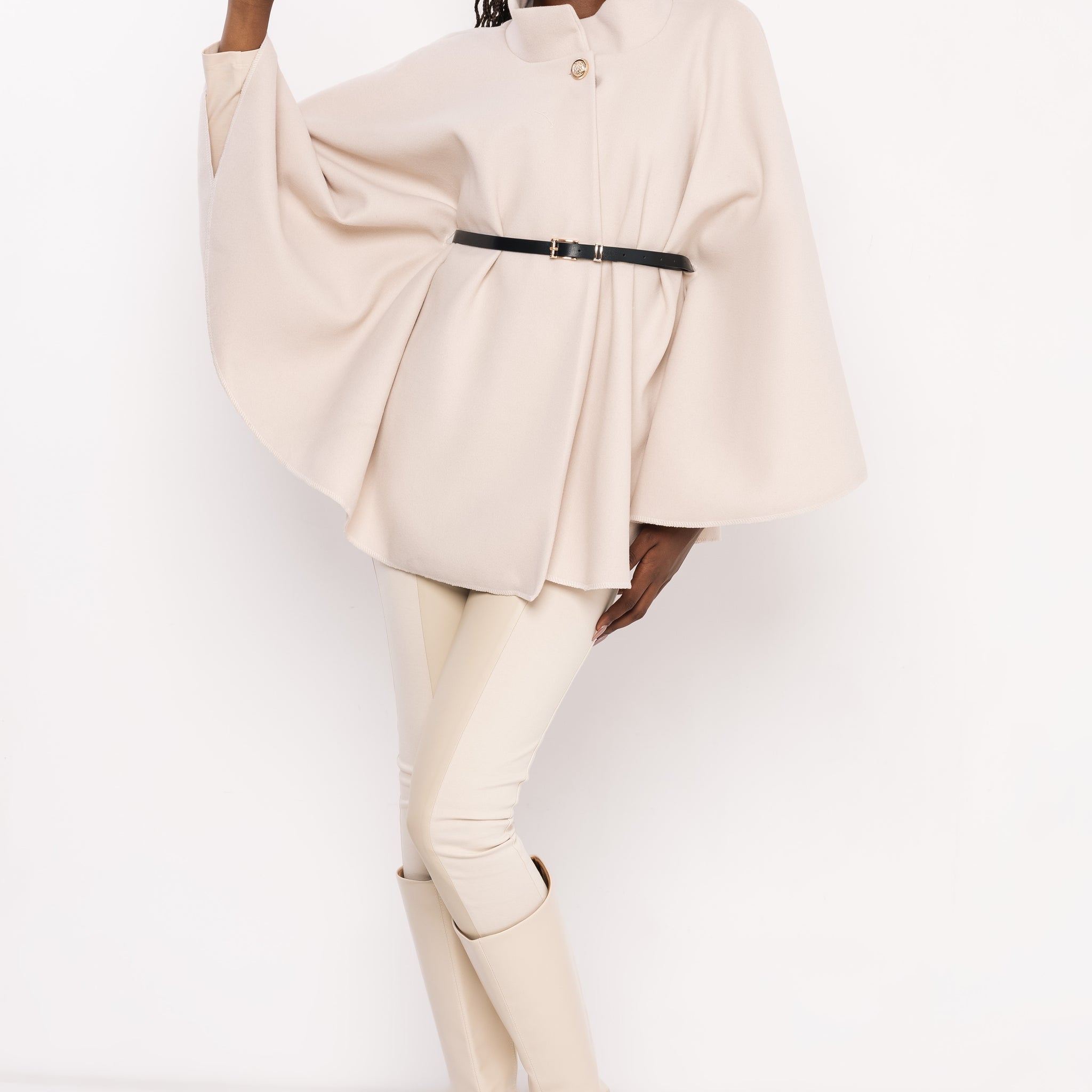 Riana öves szövet pelerin bézs