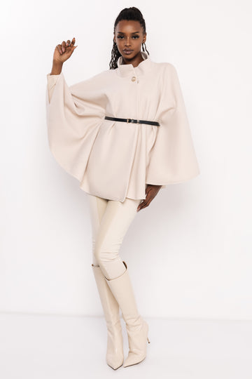 Riana öves szövet pelerin bézs