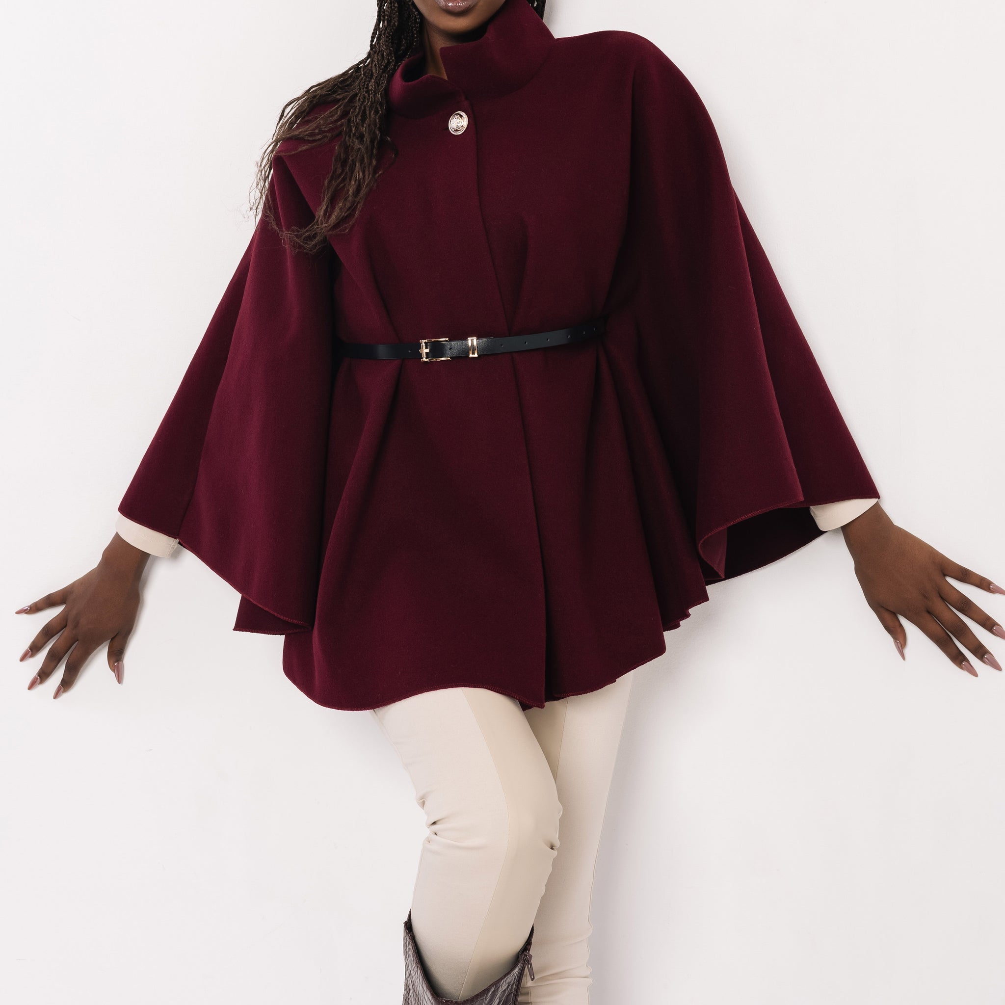 Riana öves szövet pelerin burgundi