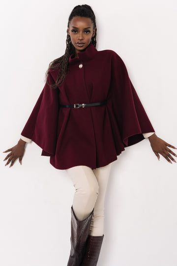 Riana öves szövet pelerin burgundi