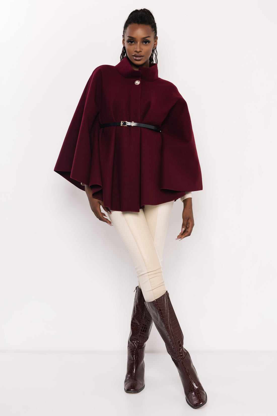 Riana öves szövet pelerin burgundi