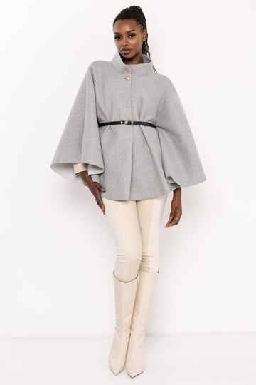 Riana öves szövet pelerin melange szürke