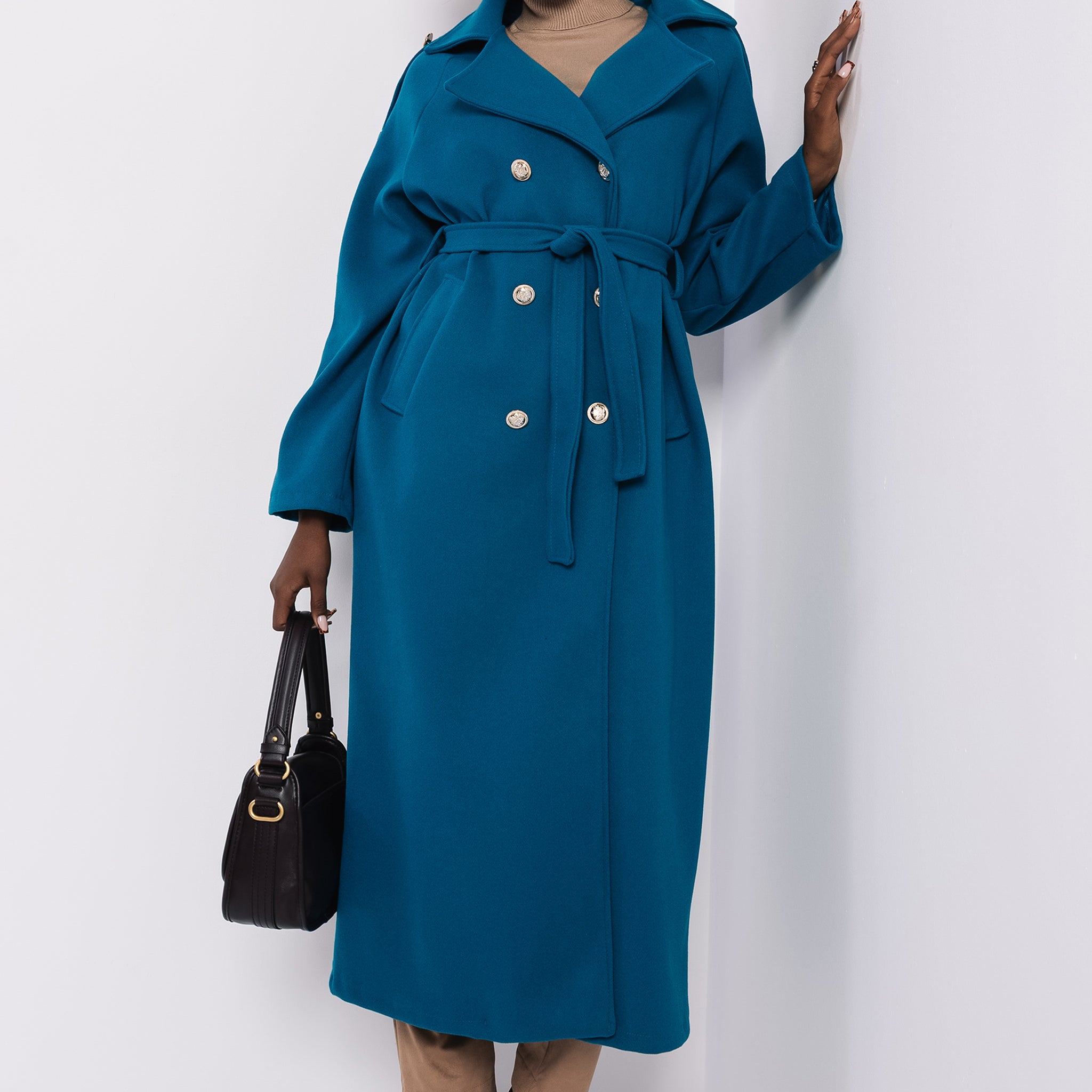 Admira aranygombos kabát petrol