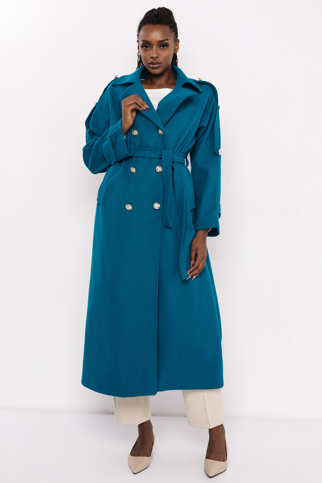 Admira aranygombos kabát petrol