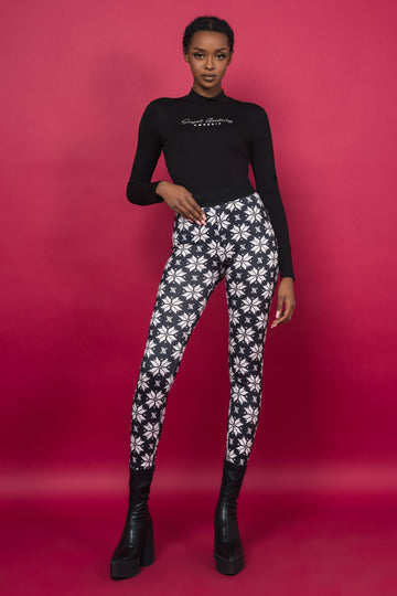 Trux mintás leggings fekete/hópehely