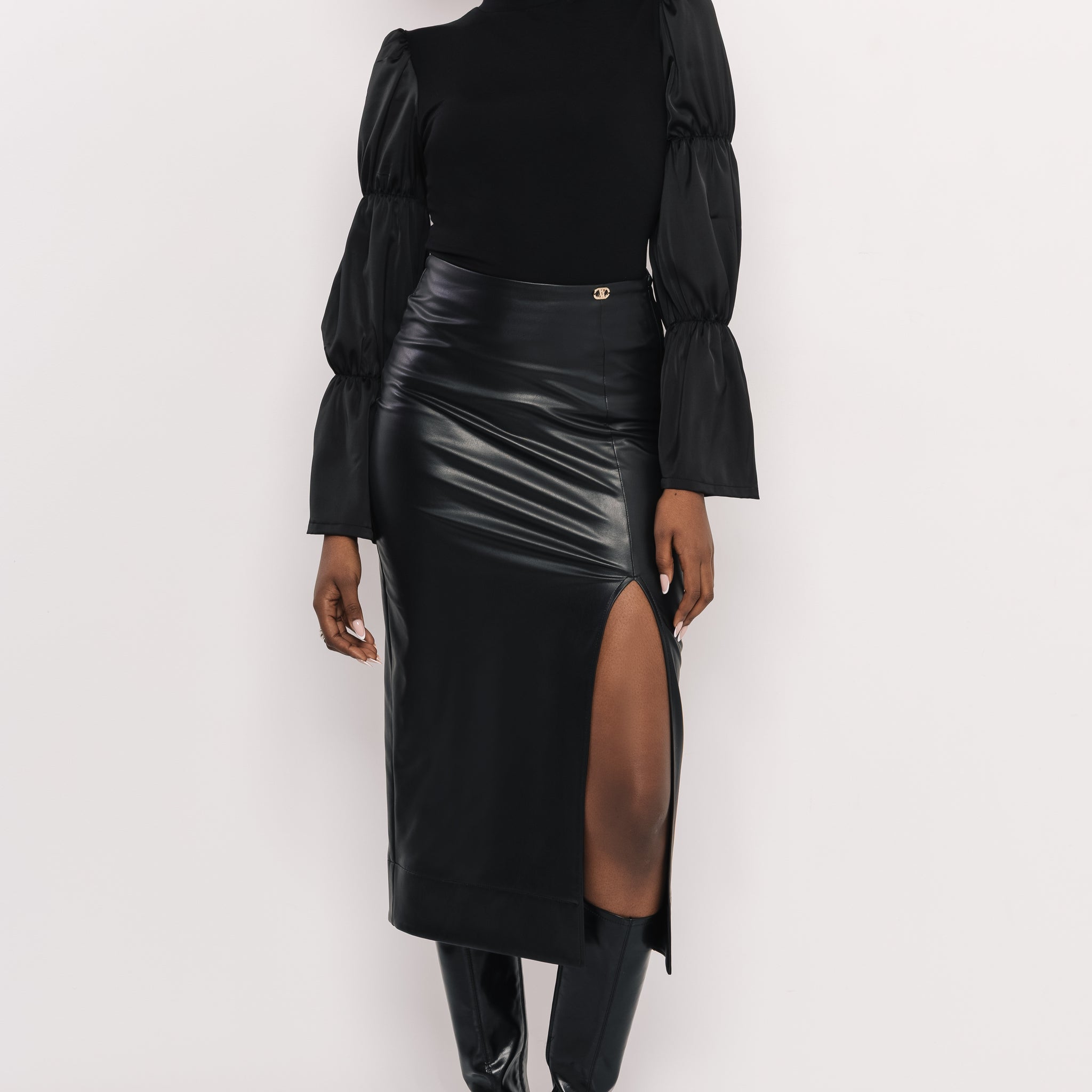 Hunt műbőr szoknya fekete