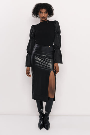 Hunt műbőr szoknya fekete