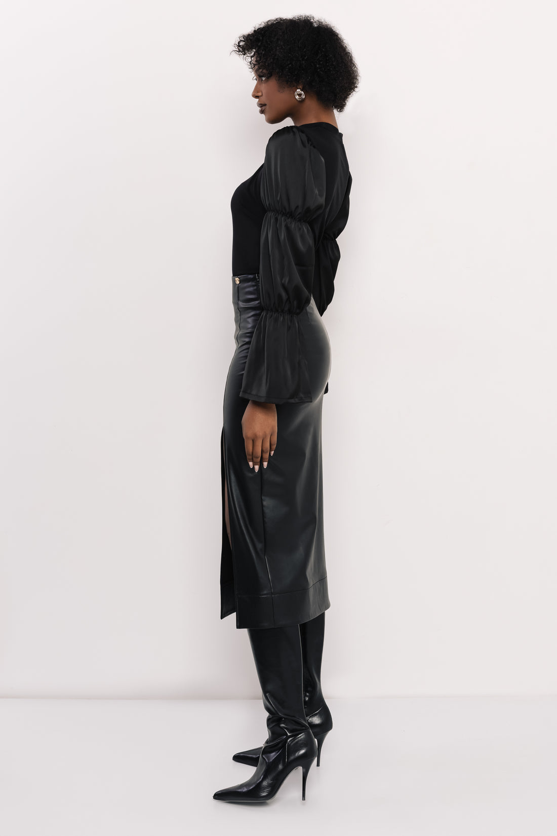 Hunt műbőr szoknya fekete