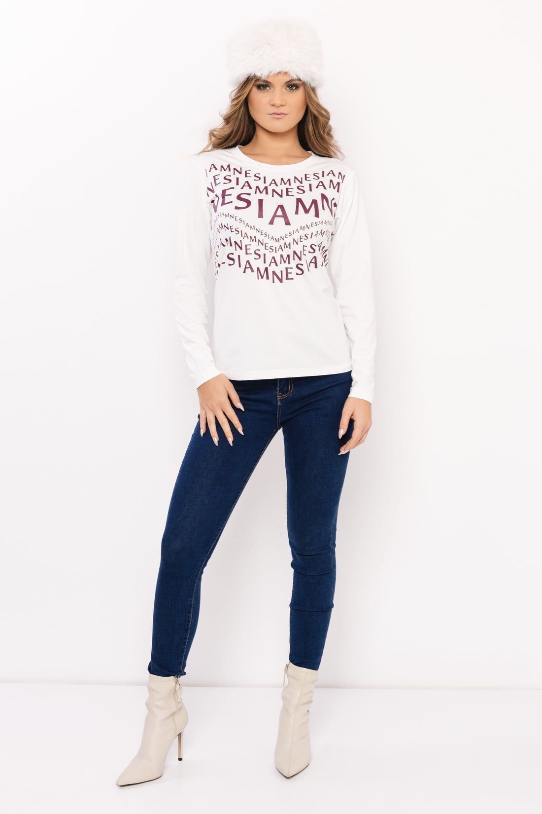 Hosszú ujjú T-póló fehér