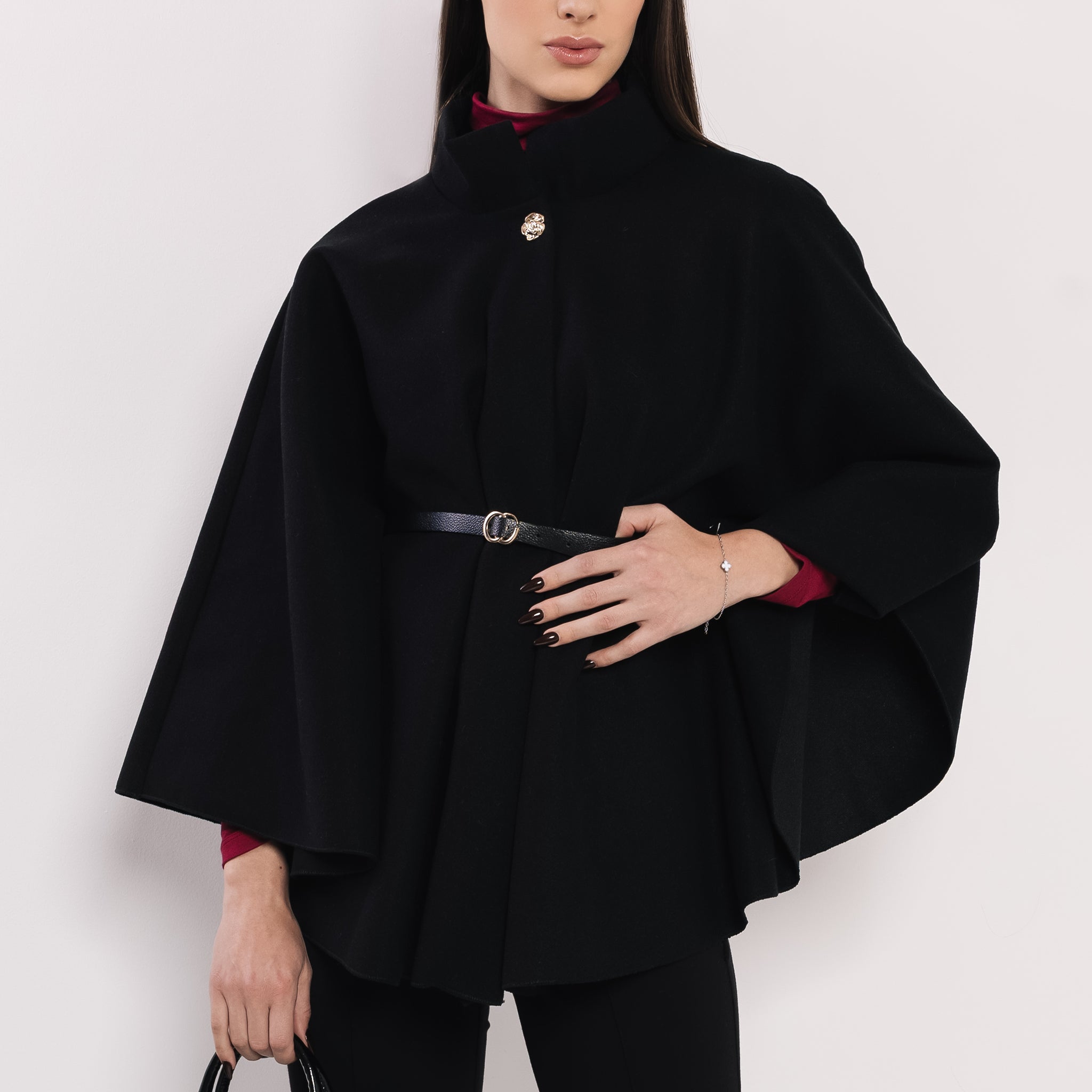 Riana öves szövet pelerin fekete