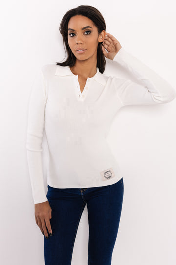 Galléros gombos pulcsi ekrü