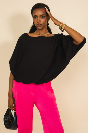 Satin bőfelső fekete