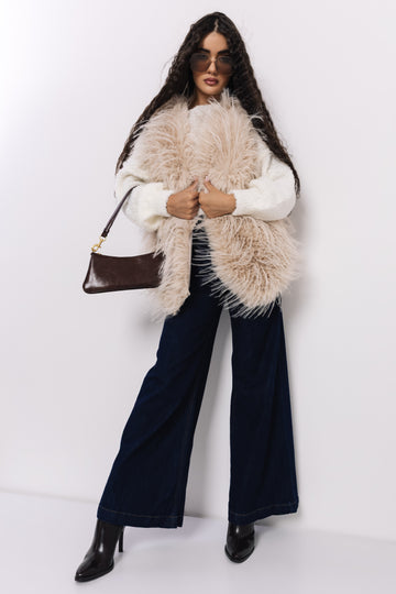 Szőrme mellény bézs