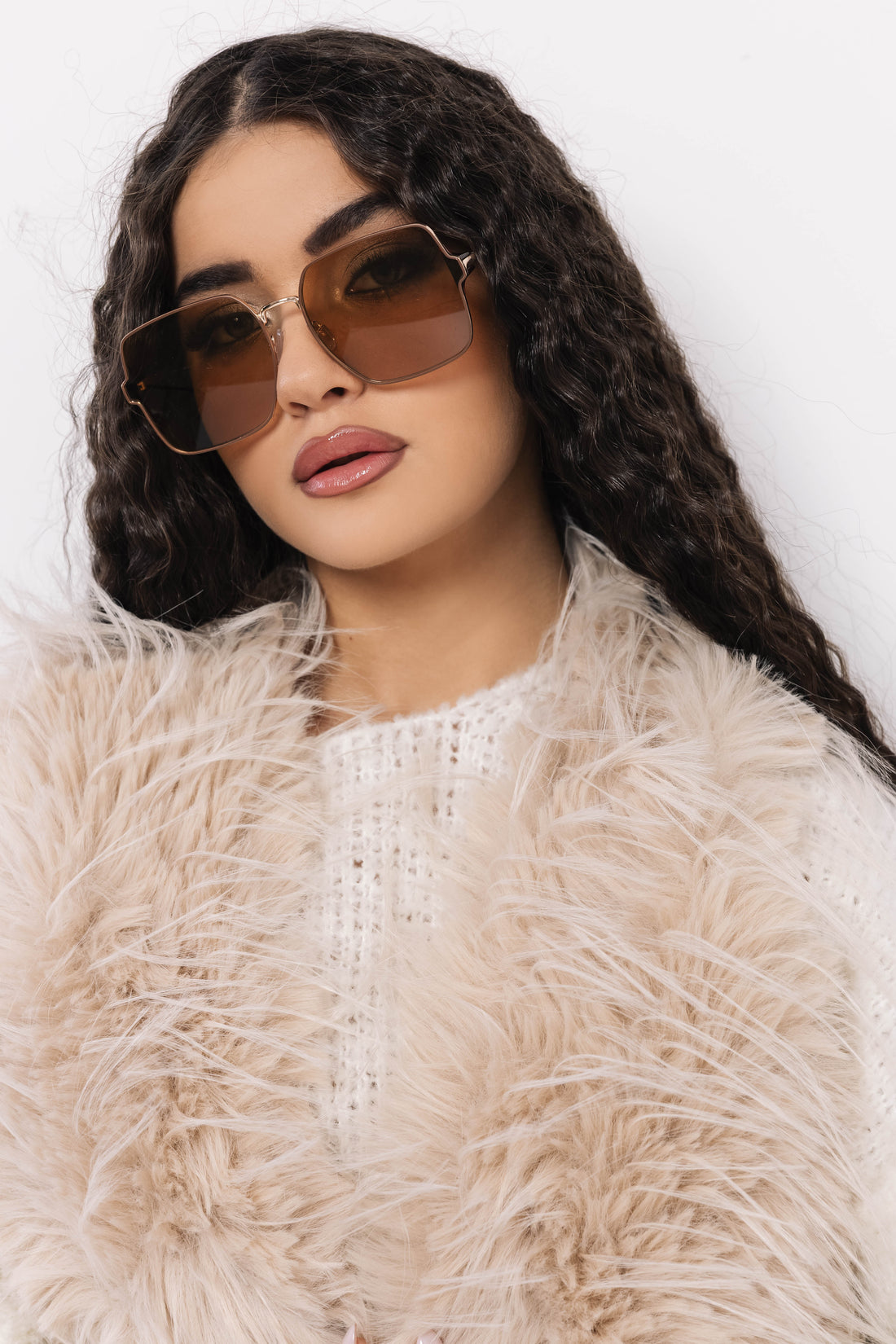 Szőrme mellény bézs