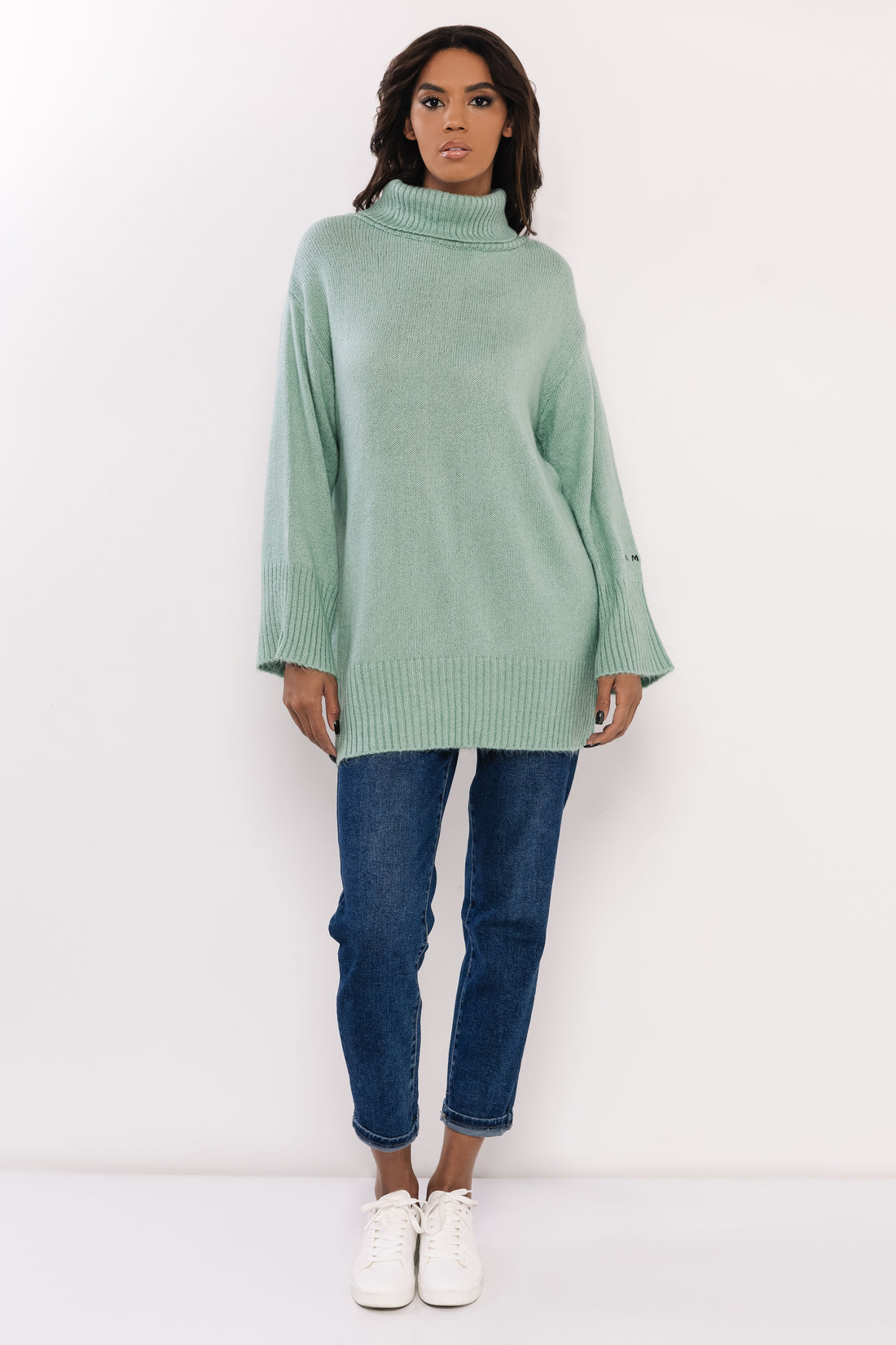 Kötött garbós tunika menta